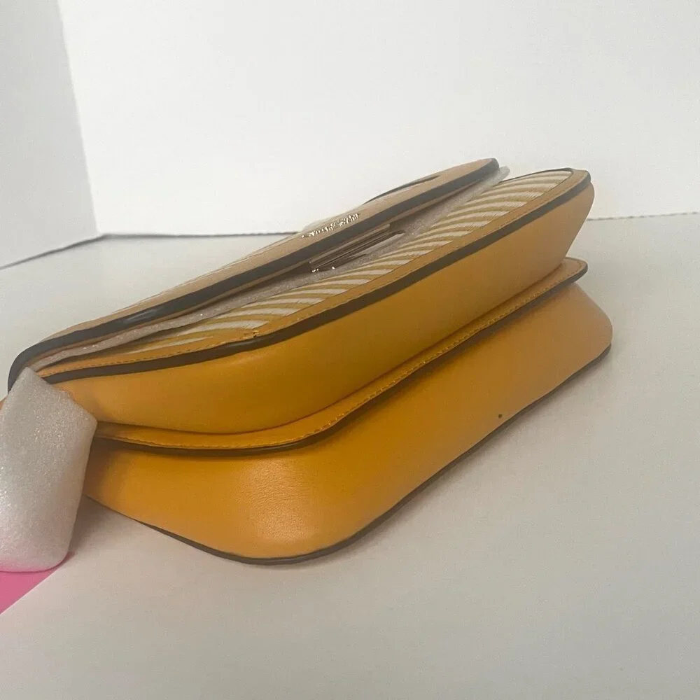 Kate Spade Buddie Stripe Yellow Leather Crossbody Clutch